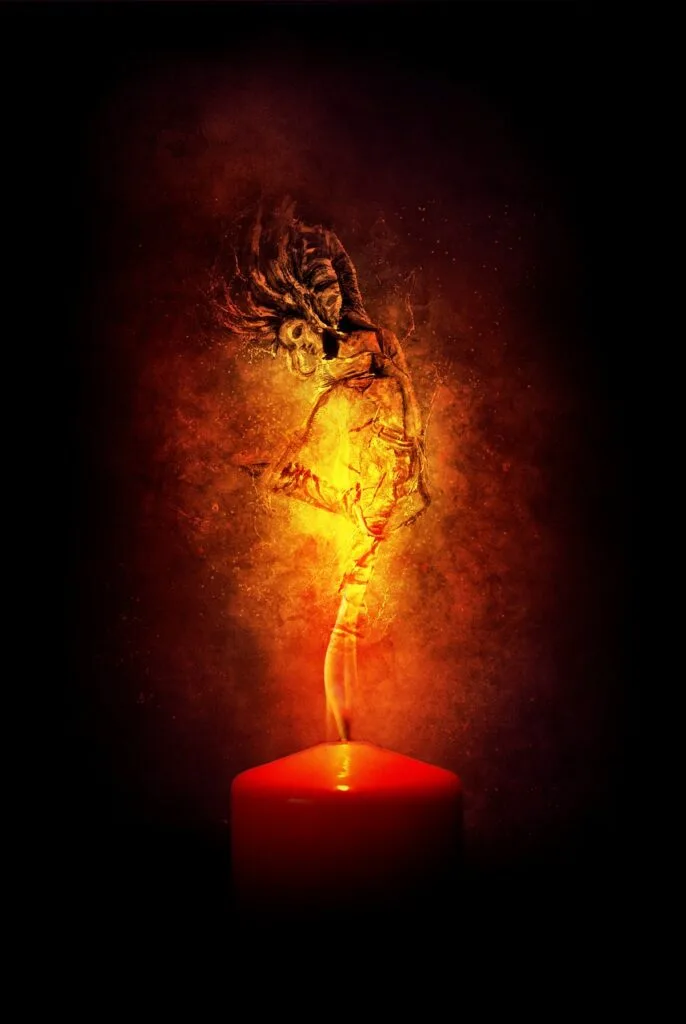flames, fire, woman